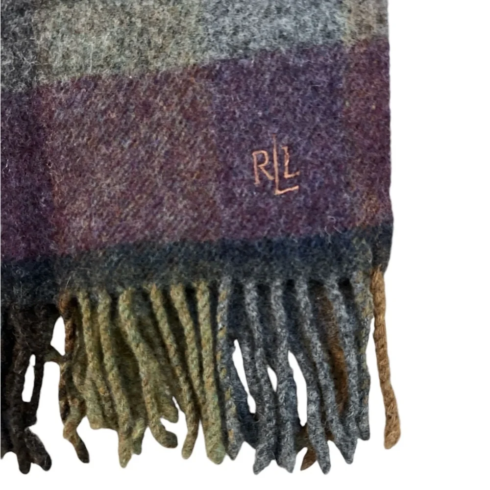 Lauren Ralph Lauren‎ 100% Lambswool Fringe Scarf 50” x 10.75”